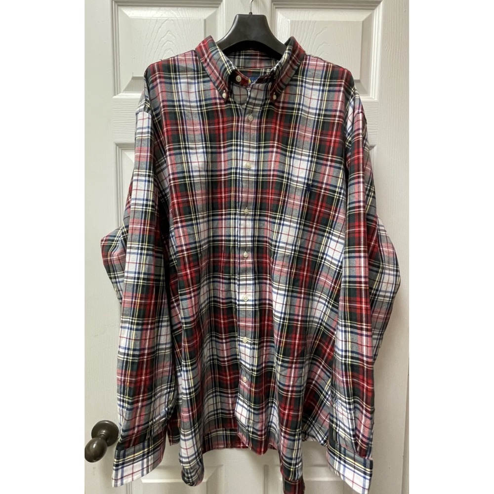 Ralph Lauren Shirt Mens 3XB Big Tartan Red/White Plaid Long Sleeve Flannel‎ - Picture 3 of 12